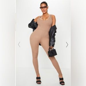 Shape Mocha Ribbed Scoop Neck Jumpsuit